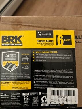 Yellow 6-Pack Hardwire Smoke Alarms with Battery Backup